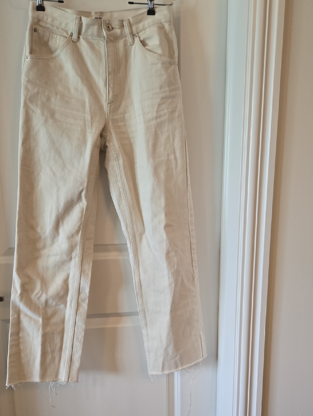 Uniqlo Cream High-Rise Straight Jeans